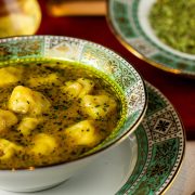 dushbara served with dry herbs